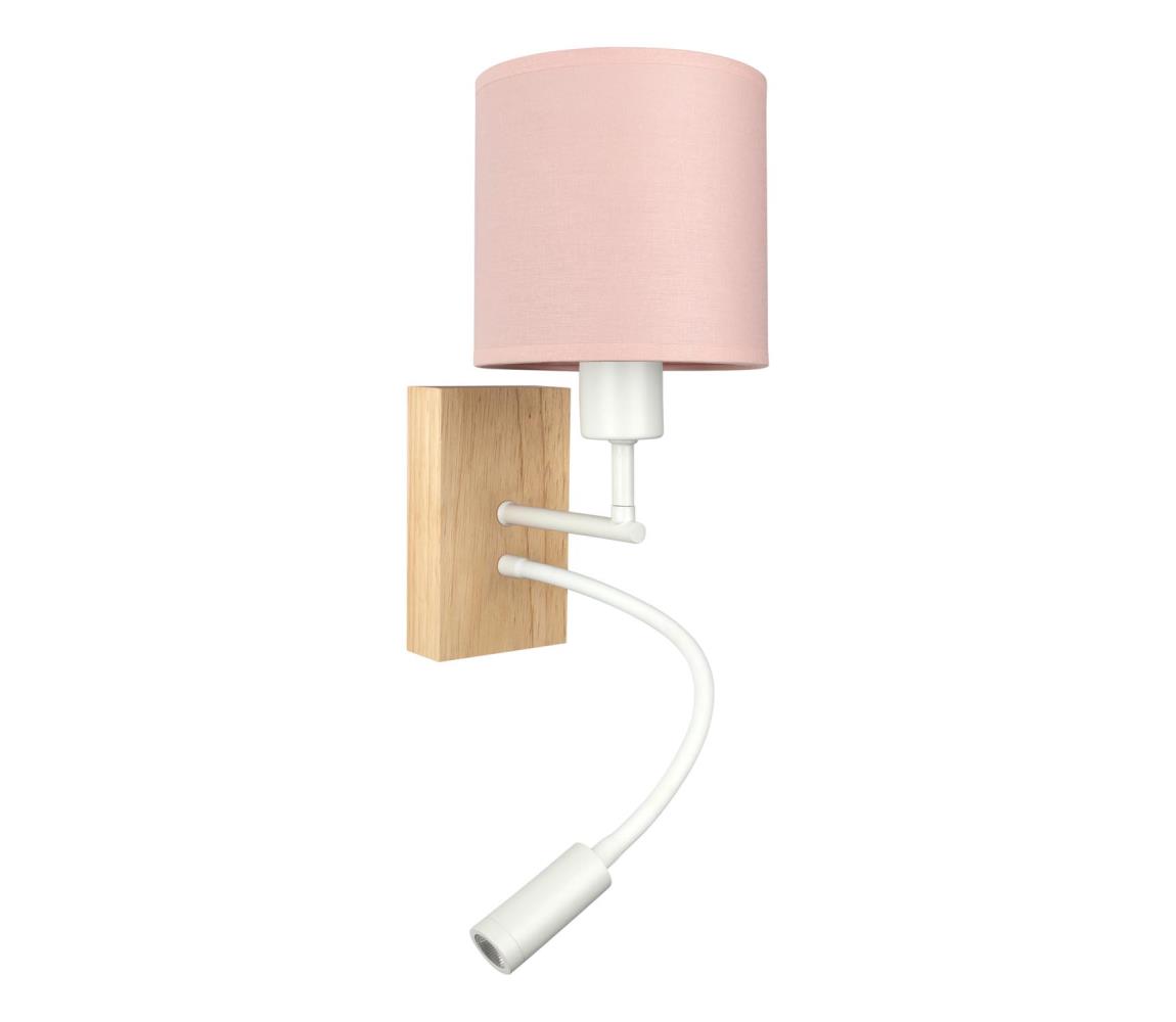 Brilagi - LED flexibilná lampa BOBO WOOD 1xE27/25W/230V + LED/3W dub/biela/ružová BG1565+BG5582