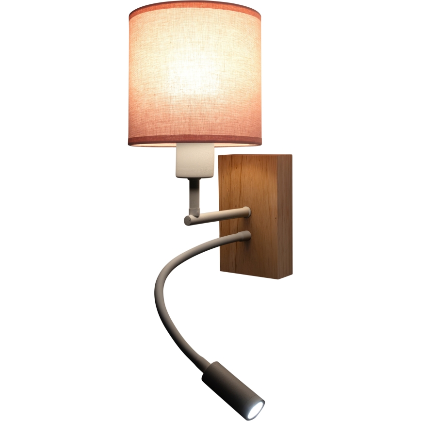 Brilagi - LED flexibilná nástenná lampa BOBO WOOD 1xE27/25W/230V + LED/3W dub/biela/ružová