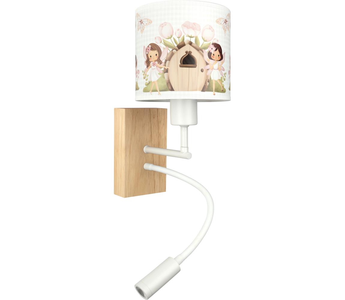 Brilagi - LED flexibilná lampa BOBO WOOD 1xE27/25W/230V + LED/3W dub/biela/ružová/víly BG1565+BG5586