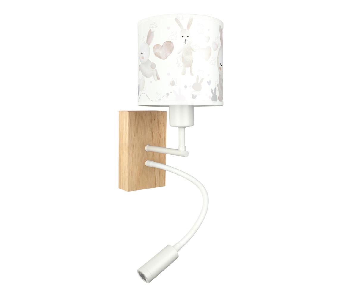 Brilagi - LED flexibilná lampa BOBO WOOD 1xE27/25W/230V + LED/3W dub/biela/zajačiky BG1565+BG5584