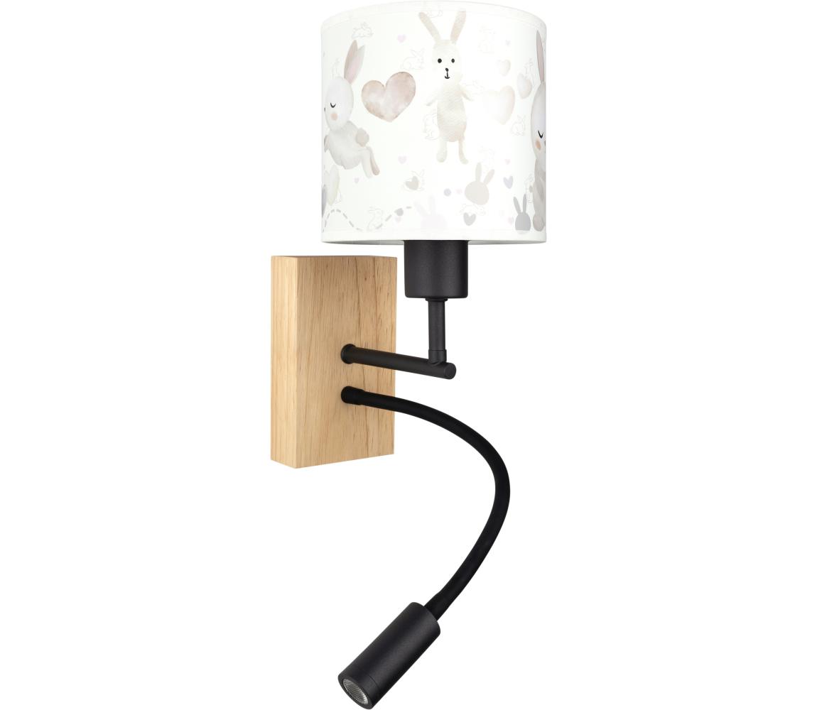 Brilagi - LED flexibilná lampa BOBO WOOD 1xE27/25W/230V + LED/3W dub/čierna/biela/kráľovská BG1564+BG5584