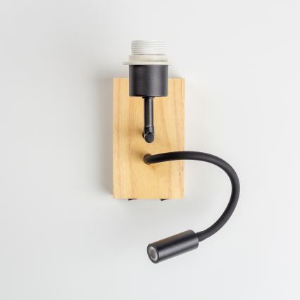 Brilagi - LED Detská flexibilná nástenná lampa BOBO WOOD 1xE27/25W/230V + LED/3W dub/čierna/biela/zajačiky