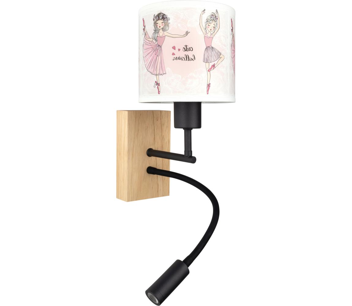 Brilagi - LED flexibilná lampa BOBO WOOD 1xE27/25W/230V + LED/3W, dub/čierna/biela/ružová, balenie BG1564+BG5591