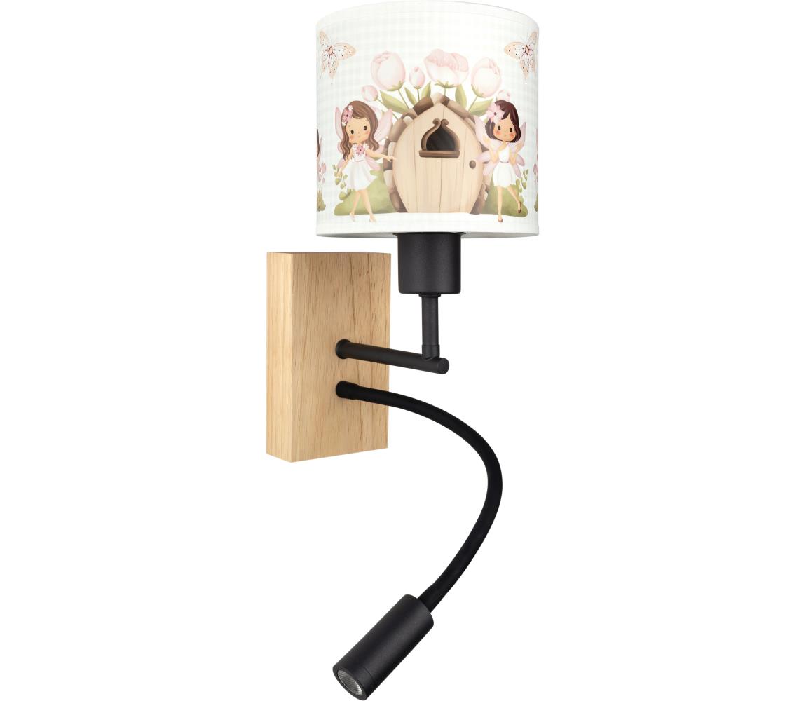 Brilagi- LED flexibilná lampa BOBO WOOD 1xE27/25W/230V + LED/3W dub/čierna/biela/ružová/víly BG1564+BG5586