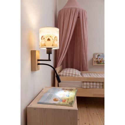 Brilagi - LED detská flexibilná nástenná lampa BOBO WOOD 1xE27/25W/230V + LED/3W dub/čierna/biela/ružová/víly