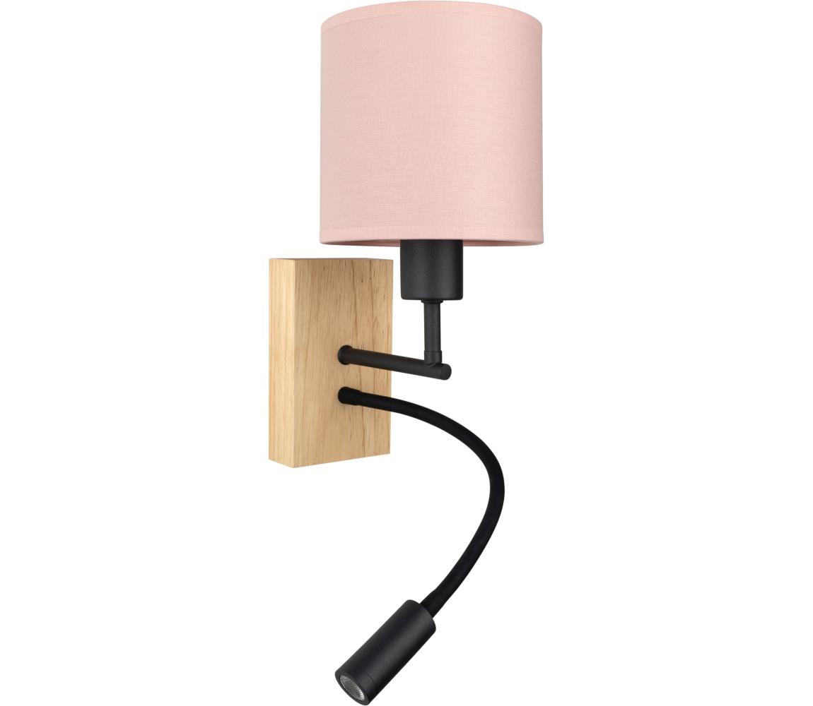 Brilagi - LED flexibilná lampa BOBO WOOD 1xE27/25W/230V + LED/3W dub/čierna/ružová BG1564+BG5582