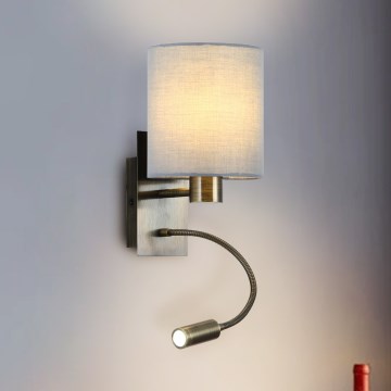 Brilagi - LED Flexibilná nástenná lampa 1xE27/25W/230V + LED/3W mosadz/krémová