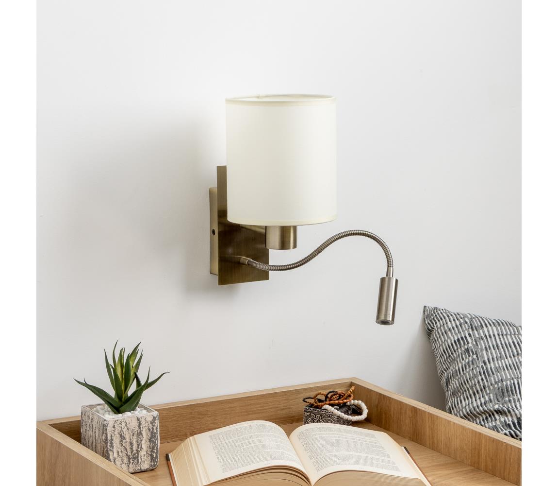 Brilagi Brilagi - LED Flexibilná nástenná lampa 1xE27/25W/230V + LED/3W mosadz/krémová