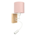Brilagi - LED flexibilná nástenná lampa BOBO WOOD 1xE27/25W/230V + LED/3W dub/biela/ružová