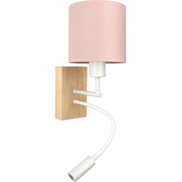 Brilagi - LED flexibilná nástenná lampa BOBO WOOD 1xE27/25W/230V + LED/3W dub/biela/ružová