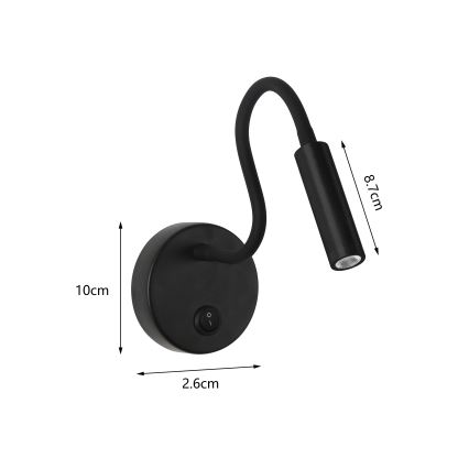 Brilagi - LED Flexibilná nástenná lampa MAYA LED/3W/230V 4000K čierna