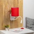 Brilagi - LED Flexibilná nástenná lampa NUBILA 1xE27/25W/230V + LED/3W biela/červená