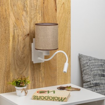 Brilagi - LED Flexibilná nástenná lampa NUBILA 1xE27/25W/230V + LED/3W biela/hnedá
