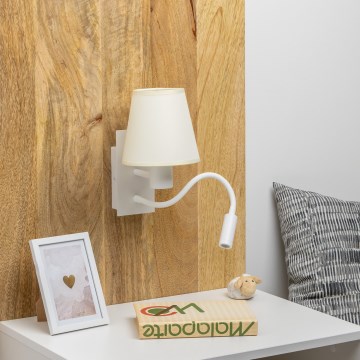 Brilagi - LED Flexibilná nástenná lampa NUBILA 1xE27/25W/230V + LED/3W biela/krémová