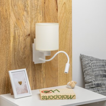 Brilagi - LED Flexibilná nástenná lampa NUBILA 1xE27/25W/230V + LED/3W biela/krémová