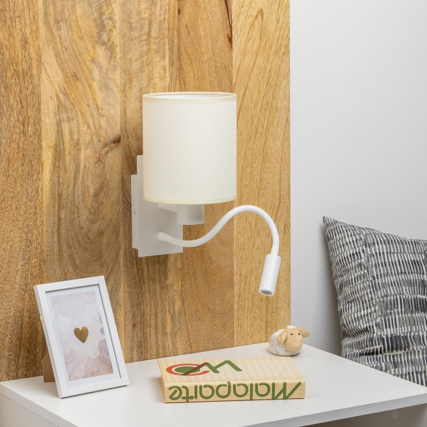 Brilagi - LED Flexibilná nástenná lampa NUBILA 1xE27/25W/230V + LED/3W biela/krémová