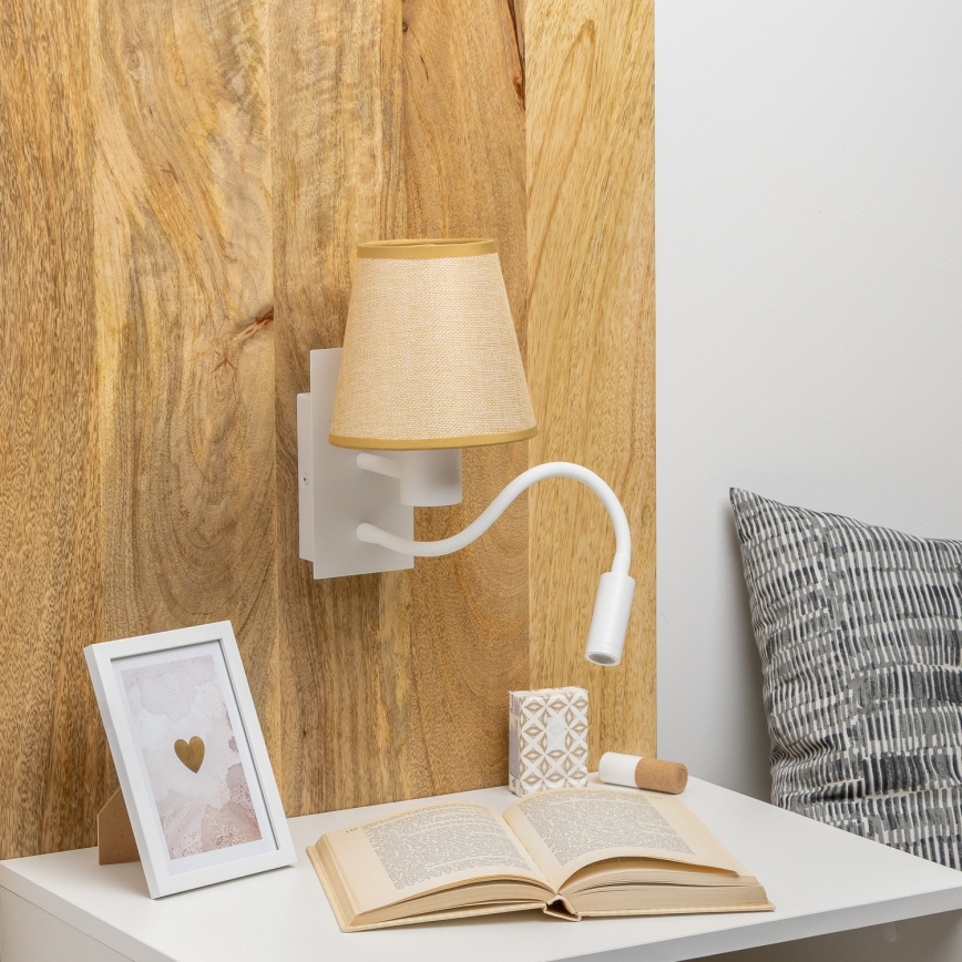 Brilagi - LED Flexibilná nástenná lampa NUBILA 1xE27/25W/230V + LED/3W biela/svetlohnedá