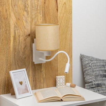Brilagi - LED Flexibilná nástenná lampa NUBILA 1xE27/25W/230V + LED/3W biela/svetlohnedá