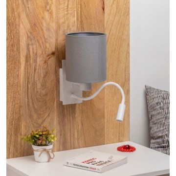 Brilagi - LED flexibilná nástenná lampa NUBILA 1xE27/25W/230V + LED/3W biela/svetlosivá