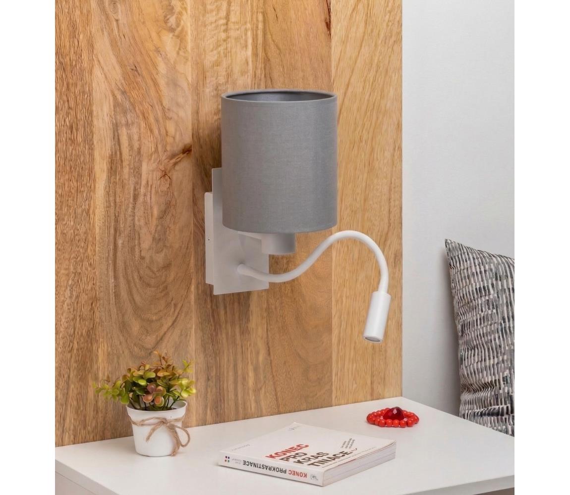Brilagi -LED flexibilná nástenná lampa NUBILA 1xE27/25W/230V + LED/3W biela/svetlosivá BG1559+BG2454
