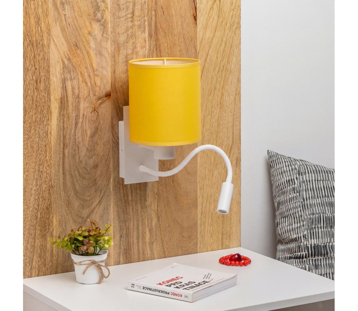 Brilagi -LED Flexibilná nástenná lampa NUBILA 1xE27/25W/230V + LED/3W biela/žltá BG1559+BG2452