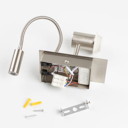 Brilagi - LED flexibilná nástenná lampa NUBILA 1xE27/25W/230V + LED/3W matný chróm/oranžová