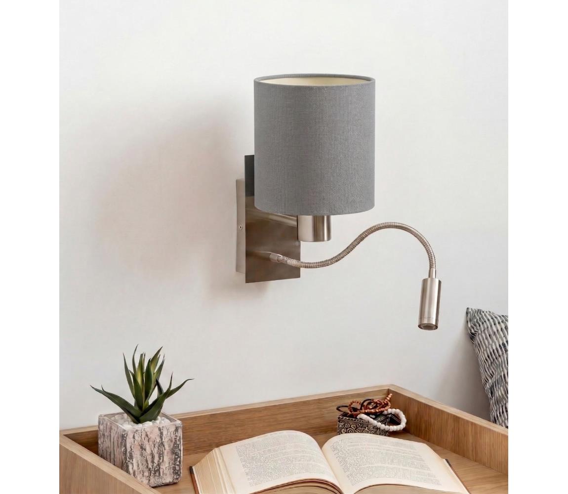 Brilagi - LED flexibilná nástenná lampa NUBILA 1xE27/25W/230V+LED/3W chróm/svetlosivá BG1556+BG2454