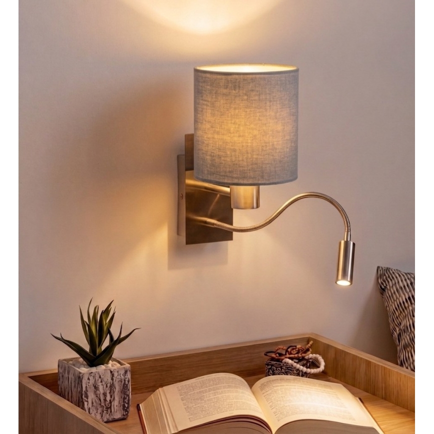Brilagi - LED flexibilné nástenné svietidlo NUBILA 1xE27/25W/230V + LED/3W matný chróm/svetlosivá