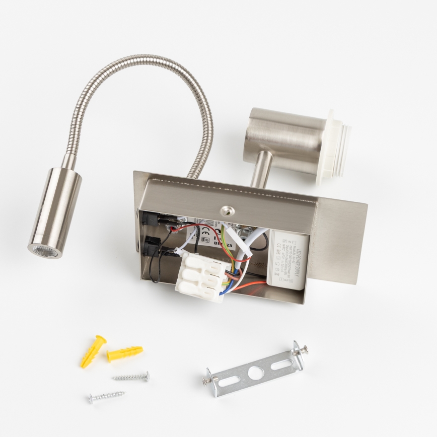 Brilagi - LED flexibilné nástenné svietidlo NUBILA 1xE27/25W/230V + LED/3W matný chróm/svetlosivá