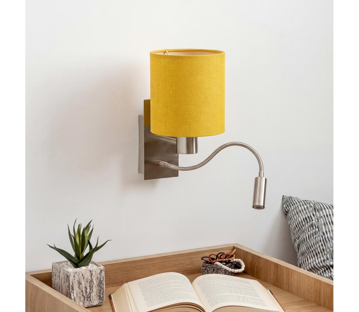 Brilagi - LED flexibilná nástenná lampa NUBILA 1xE27/25W/230V+LED/3W chróm/žltá BG1556+BG2452