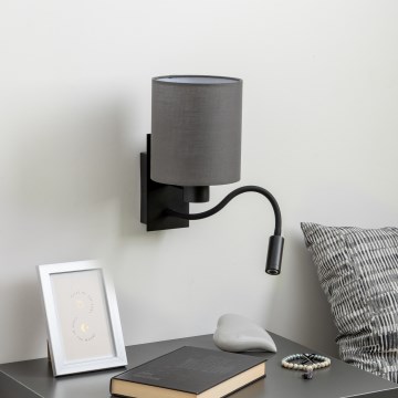 Brilagi - LED Flexibilná nástenná lampa NUBILA 1xE27/25W/230V + LED/3W čierna/antracit