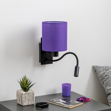 Brilagi - LED Flexibilná nástenná lampa NUBILA 1xE27/25W/230V + LED/3W čierna/fialová