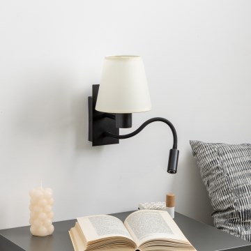 Brilagi - LED Flexibilná nástenná lampa NUBILA 1xE27/25W/230V + LED/3W čierna/krémová