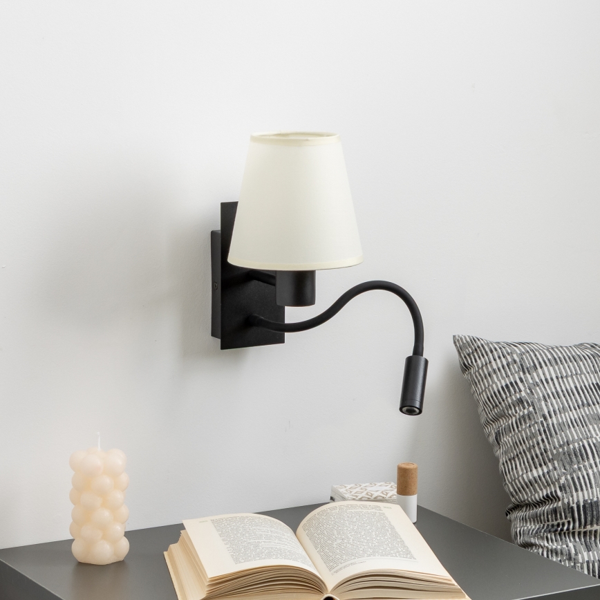 Brilagi - LED Flexibilná nástenná lampa NUBILA 1xE27/25W/230V + LED/3W čierna/krémová