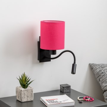 Brilagi - LED Flexibilná nástenná lampa NUBILA 1xE27/25W/230V + LED/3W čierna/ružová