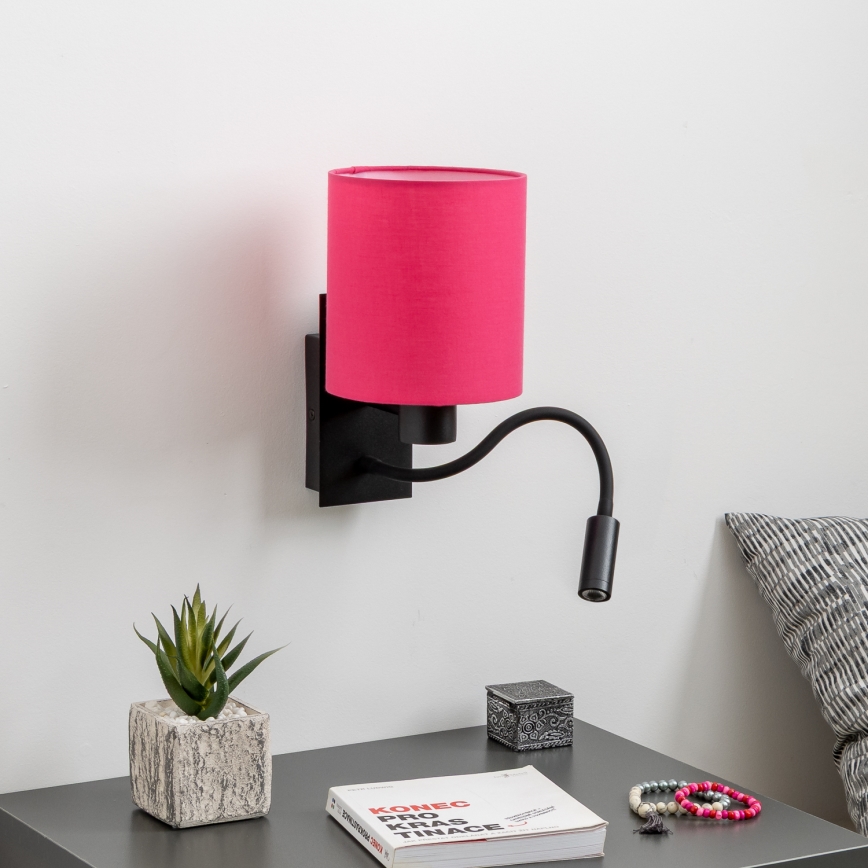 Brilagi - LED Flexibilná nástenná lampa NUBILA 1xE27/25W/230V + LED/3W čierna/ružová