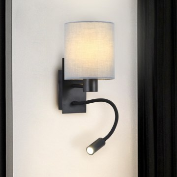 Brilagi - LED Flexibilná nástenná lampa NUBILA 1xE27/25W/230V + LED/3W čierna/šedá