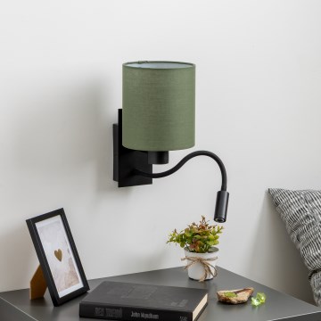 Brilagi - LED Flexibilná nástenná lampa NUBILA 1xE27/25W/230V + LED/3W čierna/zelená