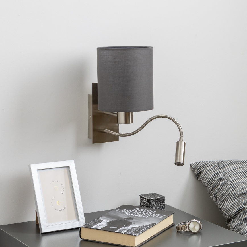 Brilagi - LED Flexibilná nástenná lampa NUBILA 1xE27/25W/230V + LED/3W matný chróm/antracit