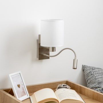 Brilagi - LED Flexibilná nástenná lampa NUBILA 1xE27/25W/230V + LED/3W matný chróm/biela