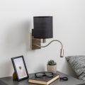 Brilagi - LED Flexibilná nástenná lampa NUBILA 1xE27/25W/230V + LED/3W matný chróm/čierna