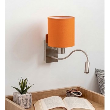 Brilagi - LED flexibilná nástenná lampa NUBILA 1xE27/25W/230V + LED/3W matný chróm/oranžová