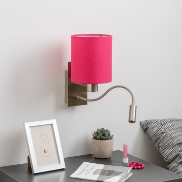 Brilagi - LED Flexibilná nástenná lampa NUBILA 1xE27/25W/230V + LED/3W matný chróm/ružová