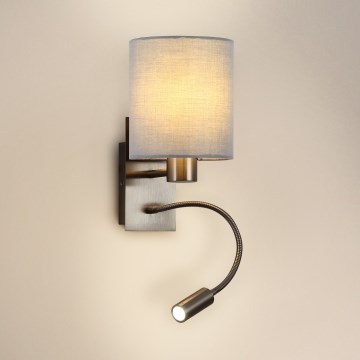 Brilagi - LED Flexibilná nástenná lampa NUBILA 1xE27/25W/230V + LED/3W matný chróm/šedá