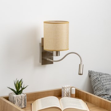 Brilagi - LED Flexibilná nástenná lampa NUBILA 1xE27/25W/230V + LED/3W matný chróm/svetlohnedá