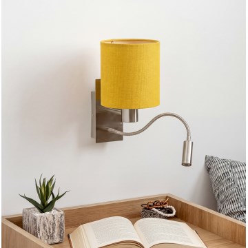 Brilagi - LED flexibilná nástenná lampa NUBILA 1xE27/25W/230V + LED/3W matný chróm/žltá