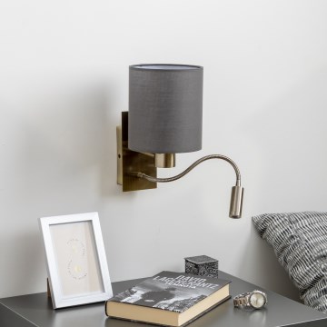 Brilagi - LED Flexibilná nástenná lampa NUBILA 1xE27/25W/230V + LED/3W mosadz/antracit
