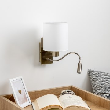 Brilagi - LED Flexibilná nástenná lampa NUBILA 1xE27/25W/230V + LED/3W mosadz/biela