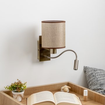 Brilagi - LED Flexibilná nástenná lampa NUBILA 1xE27/25W/230V + LED/3W mosadz/hnedá