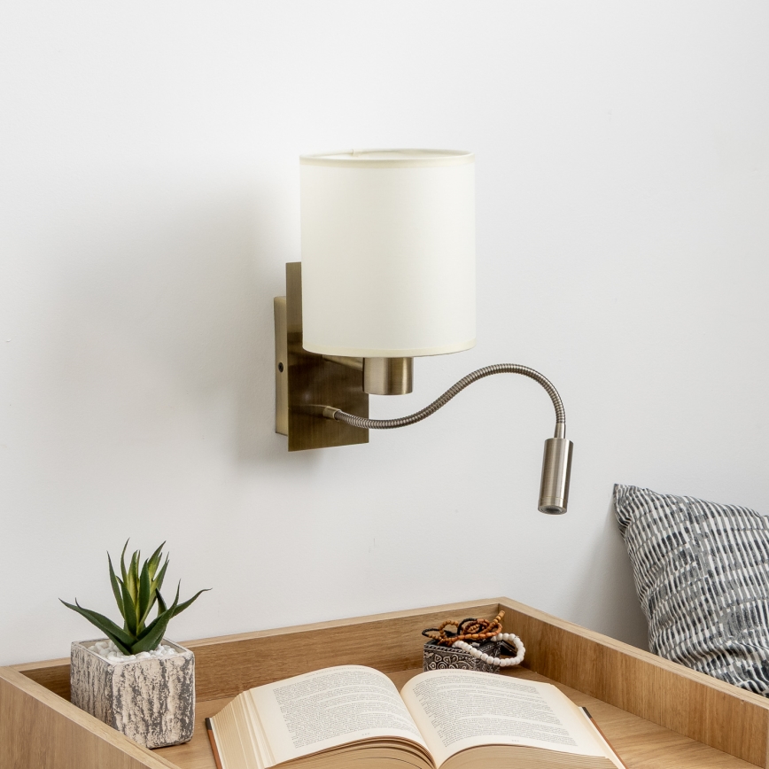 Brilagi - LED Flexibilná nástenná lampa NUBILA 1xE27/25W/230V + LED/3W mosadz/krémová